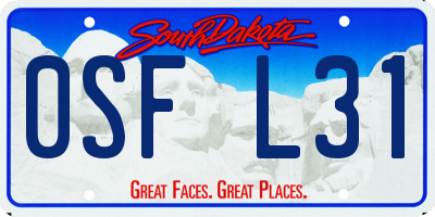 SD license plate 0SFL31