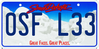 SD license plate 0SFL33