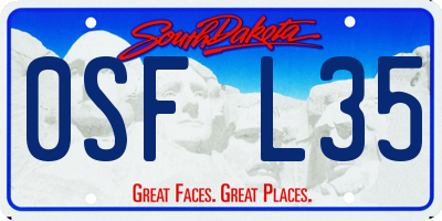 SD license plate 0SFL35