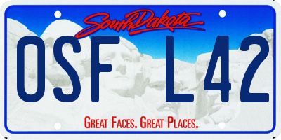 SD license plate 0SFL42
