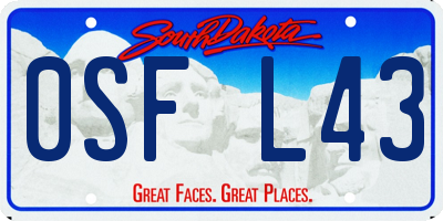 SD license plate 0SFL43
