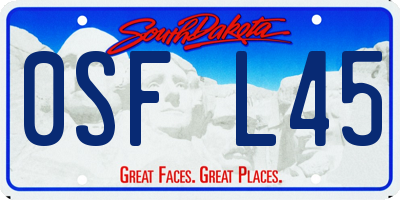SD license plate 0SFL45