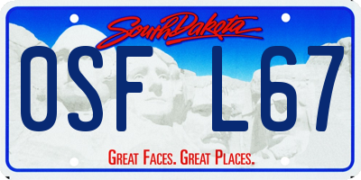 SD license plate 0SFL67