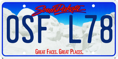 SD license plate 0SFL78