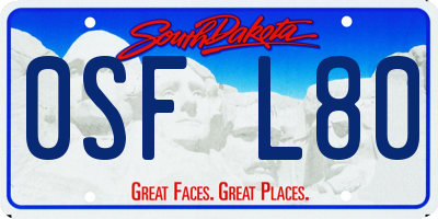 SD license plate 0SFL80