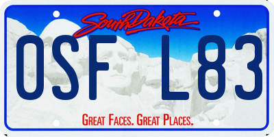 SD license plate 0SFL83