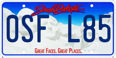 SD license plate 0SFL85
