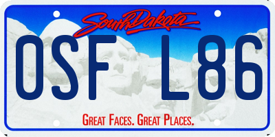 SD license plate 0SFL86