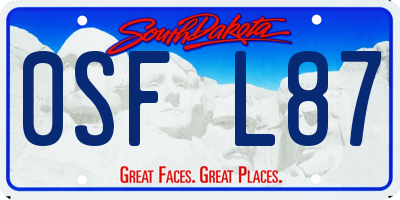 SD license plate 0SFL87