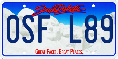 SD license plate 0SFL89