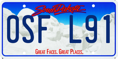 SD license plate 0SFL91