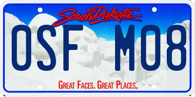 SD license plate 0SFM08