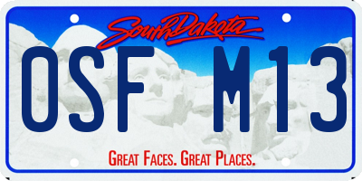 SD license plate 0SFM13