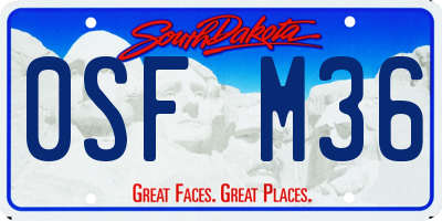SD license plate 0SFM36
