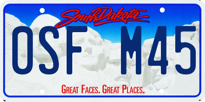 SD license plate 0SFM45