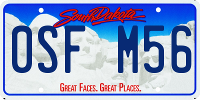 SD license plate 0SFM56