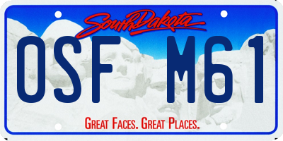 SD license plate 0SFM61
