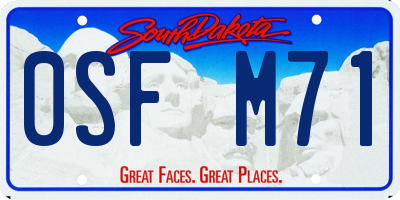 SD license plate 0SFM71