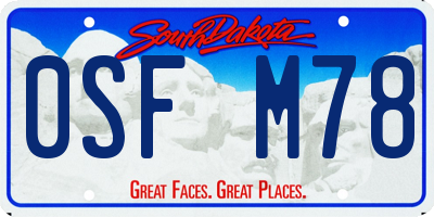 SD license plate 0SFM78
