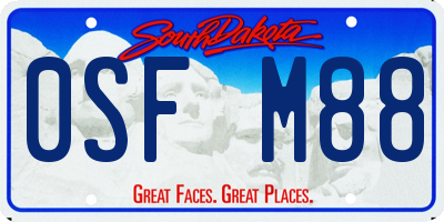 SD license plate 0SFM88