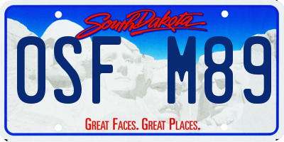 SD license plate 0SFM89