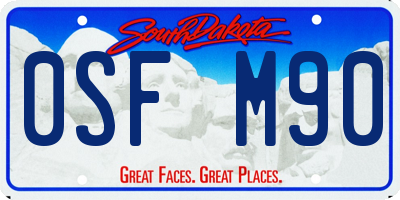SD license plate 0SFM90