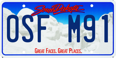 SD license plate 0SFM91