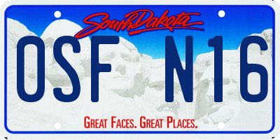 SD license plate 0SFN16