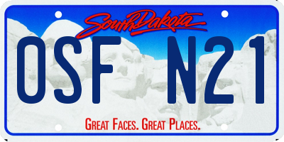 SD license plate 0SFN21