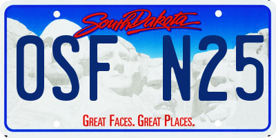 SD license plate 0SFN25