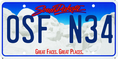 SD license plate 0SFN34