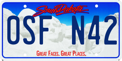 SD license plate 0SFN42