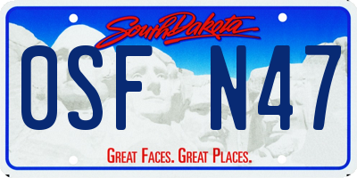 SD license plate 0SFN47