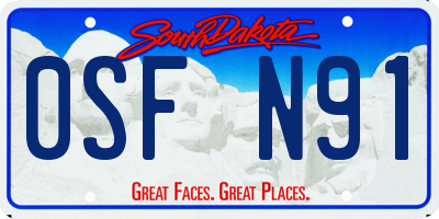 SD license plate 0SFN91