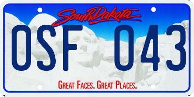 SD license plate 0SFO43
