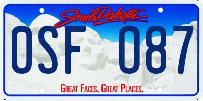 SD license plate 0SFO87