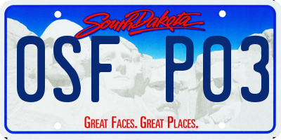SD license plate 0SFP03