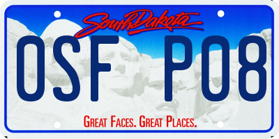 SD license plate 0SFP08