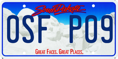 SD license plate 0SFP09