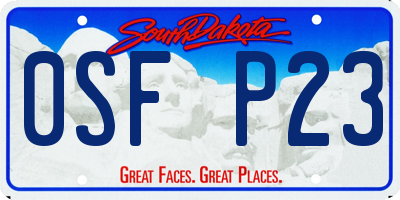 SD license plate 0SFP23