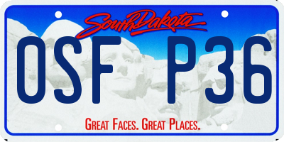 SD license plate 0SFP36
