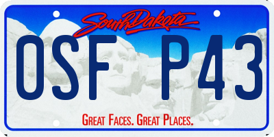 SD license plate 0SFP43
