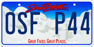 SD license plate 0SFP44