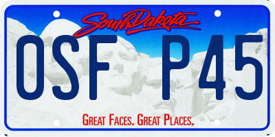 SD license plate 0SFP45