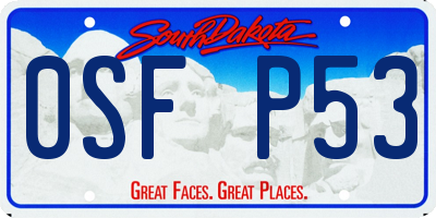 SD license plate 0SFP53