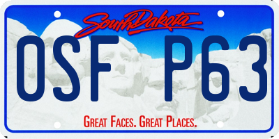 SD license plate 0SFP63