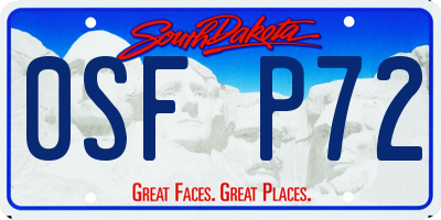 SD license plate 0SFP72