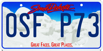 SD license plate 0SFP73