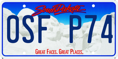 SD license plate 0SFP74