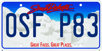 SD license plate 0SFP83